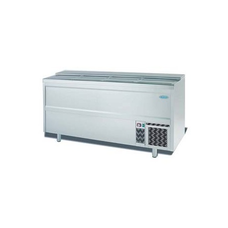 BOTELLERO FRIGORIFICO INFRICO MODELO EB 1500 II , DE 1,5  METROS, CON 3  PUERTAS,  DE ACERO INOX AISI 304