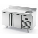 MESA REFRIGERADA SERIE 600 MARCA  INFRICO 1,5 MTS 2 PUERTAS CON FREGADERO MODELO BMPPF 1500 II