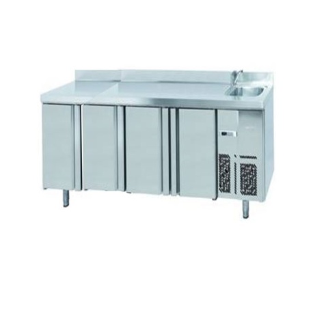MESA REFRIGERADA SERIE 600 MARCA  INFRICO 2,5 MTS 4 PUERTAS CON FREGADERO MODELO  BMPPF 2500 II