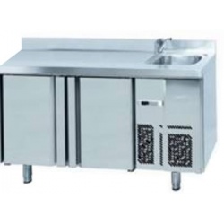MESA REFRIGERADA GASTRONORM 1/1 SERIE 700   INFRICO MODELO BMGN 1470 F CON FREGADERO 2 PUERTAS