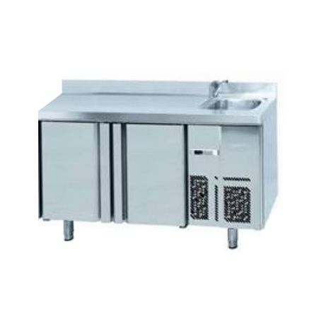 MESA REFRIGERADA GASTRONORM 1/1 SERIE 700   INFRICO MODELO BMGN 1470 F CON FREGADERO 2 PUERTAS