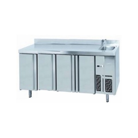 MESA REFRIGERADA GASTRONORM 1/1 SERIE 700   INFRICO MODELO BMGN 2450 F CON FREGADERO 4 PUERTAS