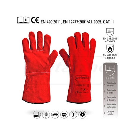 GUANTE SERRAJE SOLDADOR LARGO ROJO 40 CM T-L AST-503/14 PATACHO