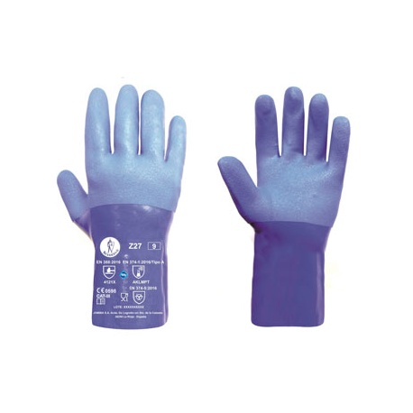 GUANTE PVC AZUL ACABADO RUGOSO 27CM JOMIBA