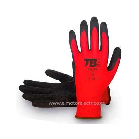 GUANTE POLIESTER PALMA LATEX RUGOSA ROJO-NEGRO TB