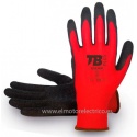 GUANTE POLIESTER PALMA LATEX RUGOSA ROJO-NEGRO TB