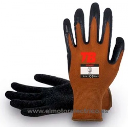 GUANTE NAILON PALMA LATEX RUGOS MARRON-NEGRO TB 320 GRIP