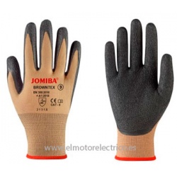 GUANTE POLIESTER MARRON RECUBIERTO LATEX RUGOSO JOMIBA