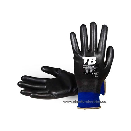 GUANTE NYLON NEGRO RECUBIERTO POLIURETANO QUIMICO Y TACTIL 518BIOTAC TB