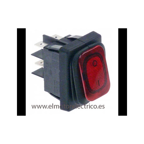 INTERRUPTOR LUMINOSO RF. 090615 ROJO  15 A TECLA CON PROTECTOR 30X22MM