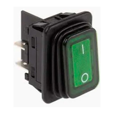 INTERRUPTOR LUMINOSO RF. 090616 VERDE  15 A TECLA CON PROTECTOR 30X22MM