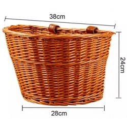 CESTA FRONTAL DE MIMBRE CON CINTURON DE CUERO 38X24X28 