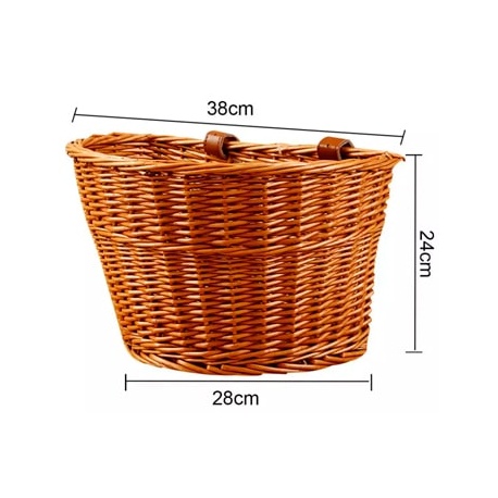 CESTA FRONTAL DE MIMBRE CON CINTURON DE CUERO 38X24X28 