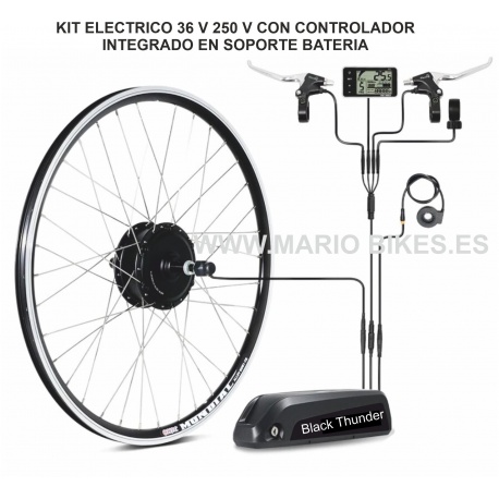 KIT MOTOR TRASERO RUEDA 29" 36V 250W BATERIA 10A CONECTOR DE BATERIA 1P RF.BTA2936B10-1P-C CONTROLADOR INCORPORADO