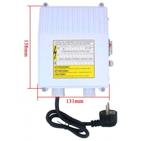 CAJA CONTROL DE BOMBA 2HP 13A POZO PROFUNDO SUMERGIBLE EXTERNA  CUADRO
