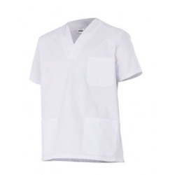 CASACA SANITARIA BLANCA CUELLO PICO M/CORTA