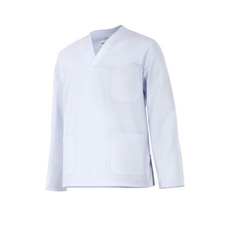 CASACA SANITARIA BLANCO CUELLO PICO M/LARGA
