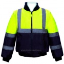CAZADORA ACOLCHADA ALTA VISIBILIDAD BICOLOR C/CINTAS REFLEX. MANGAS DESMONABLES 100% POL.