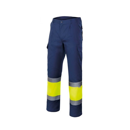 PANTALON BICOLOR ALTA VISIBILIDAD ENTRE CINTAS REFLEX. INTERIOR FORRADO VELILLA