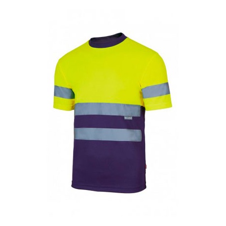 CAMISETA M/CORTA A.V. COMBINADA C/BANDAS REFLEX 100 %POL VELILLA