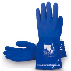 GUANTE PVC AZUL ACABADO RUGOSO 30CM 666VINIL TB