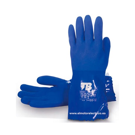 GUANTE PVC AZUL ACABADO RUGOSO 30CM 666VINIL TB