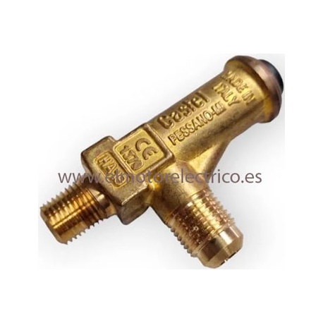 VALVULA SEGURIDAD EN ANGULO 3060/23C300 CASTEL 1/4 NPT X 3/8 SAE 30bar
