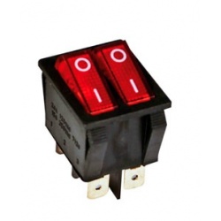INTERRUPTOR LUMINOSO DOBLE 16 A TECLA ESTRECHA ON-OFF
