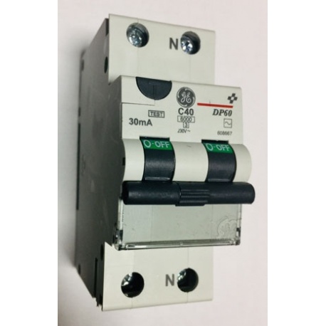 MAGNETOTERMICO DIFERENCIAL 1 POLO+NEUTRO 40A GE DP60 C40/030  608667