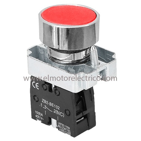 PULSADOR METALICO ROJO NC CON RETORNO 