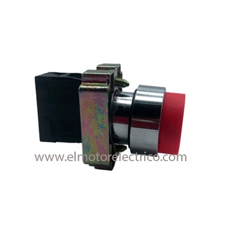 PULSADOR METALICO ROJO NC CON RETORNO SALIENTE