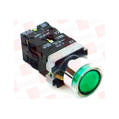 PULSADOR LUMINOSO VERDE 22mm INCLUYE 1NO/1NC ZB2-BE101, ZB2-BE102 BLOQUES DE CONTACTO Y 1 BLOQUE DE CONTACTO Z-BV6 120V AC