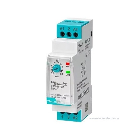 RELE RETARDO AJUSTABLE ERV-03D (3 MINUTOS) 220V AC 24V DC