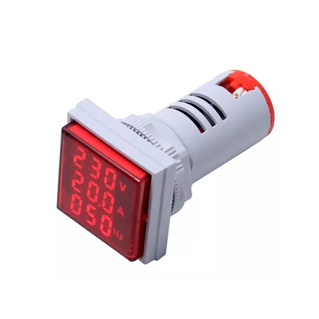 VOLTIMETRO, AMPERIMETRO , FRECUENCIMETRO  DIGITAL AD101-22VAHZS-R AC50-500V 0-100A ROJO
PANTALLA CUADRADA