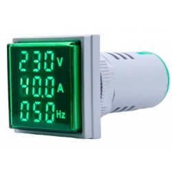 VOLTIMETRO, AMPERIMETRO , FRECUENCIMETRO  DIGITAL AD101-22VAHZS-V AC50-500V 0-100A VERDE
PANTALLA CUADRADA