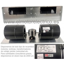 Ventilador turbina doble Mod.  ELCO 3BTB-CO25-20- para  fancoils Carrier, Ciat, Tecna, Midea, Gree, Mitsubishi, Ferroli, Airwell
